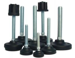 Feet with thermoplastic base and steel screw