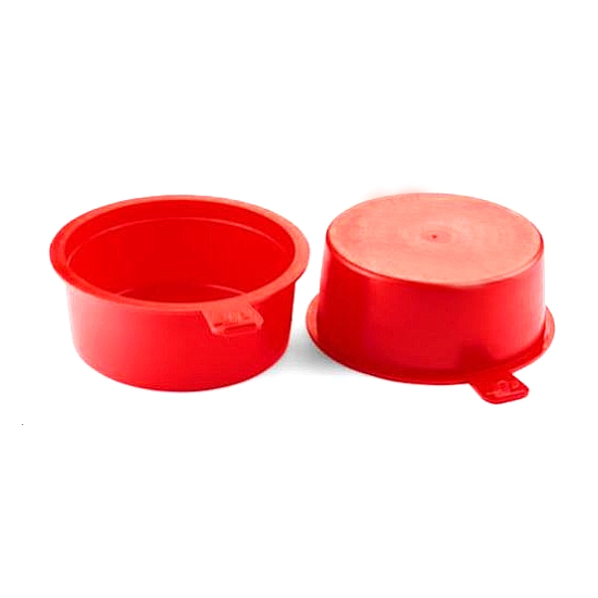 Conical caps/plugs with ear, LDPE, red