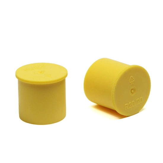 Krytka s přírubou, vnitřní ø16 mm, výška 15,6 mm, LDPE, žlutá